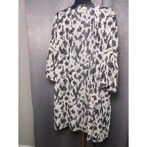 Grace & Emma  Flutter Sleeve Cardigan Black & White/Cream Sz M/L
